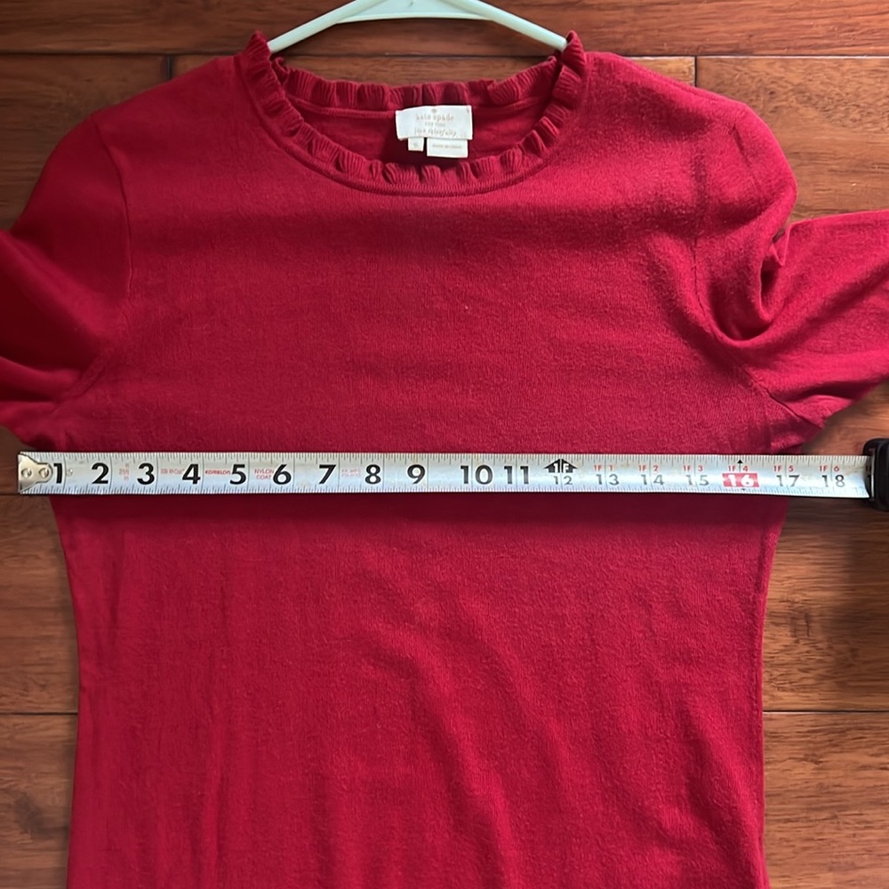kate spade Red Ruffle Trim Crewneck Sweater - Picture 6 of 8
